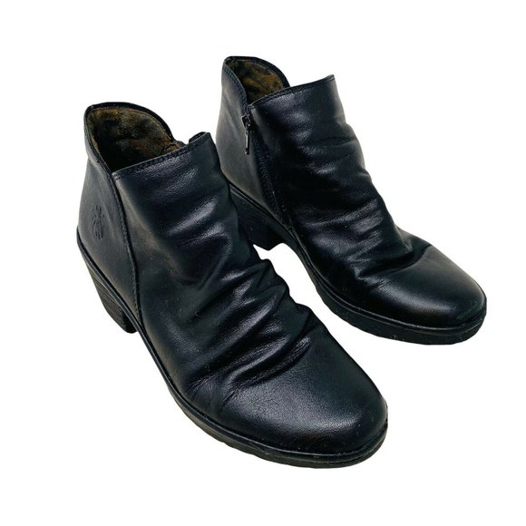 Fly London Shoes | Fly London Wezo Ankle Boots 39 8 8.5 Booties Wedge Black Leather Zipper Shoes | Color: Black | Size: 8.5 | Pm-03380186's Closet